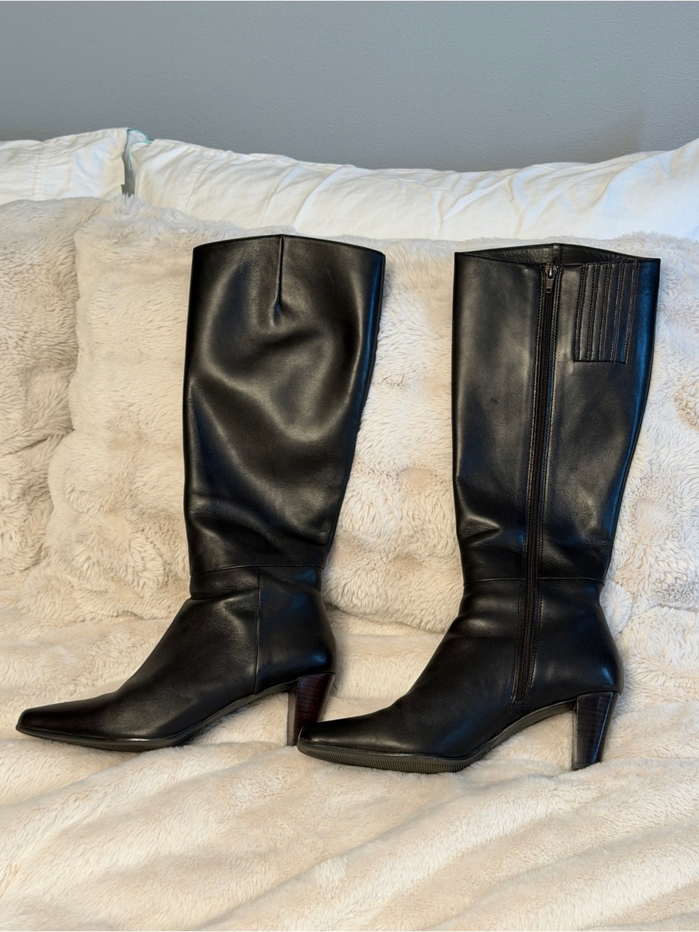 Sudini Women's Deep Brown Tall Leather Heeled Boots